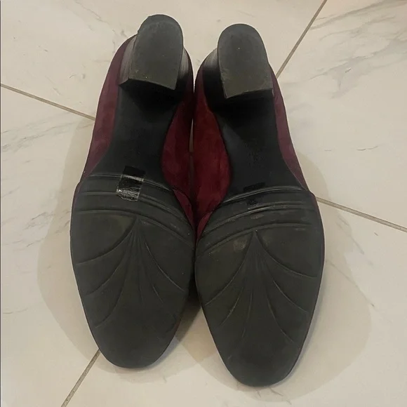Franco Sarto Burgundy Suede Loafers Heels Sz 8.5 (40) - Picture 12 of 13